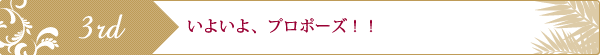 イヤモンドを仮留めしたリングを持って、彼女へプロポーズ