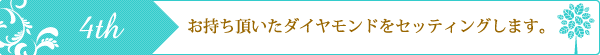 お持ち頂いたダイヤモンドをセッティングします。