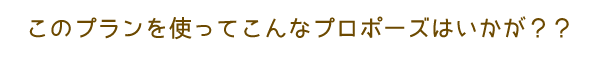 このプランを使ってこんなプロポーズはいかが？？