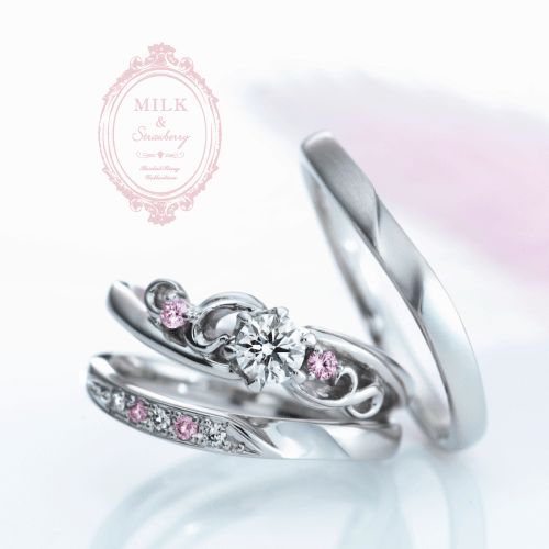 ピンクダイヤモンドが特徴のミルクアンドストロベリーのセットリングでラディスタンス