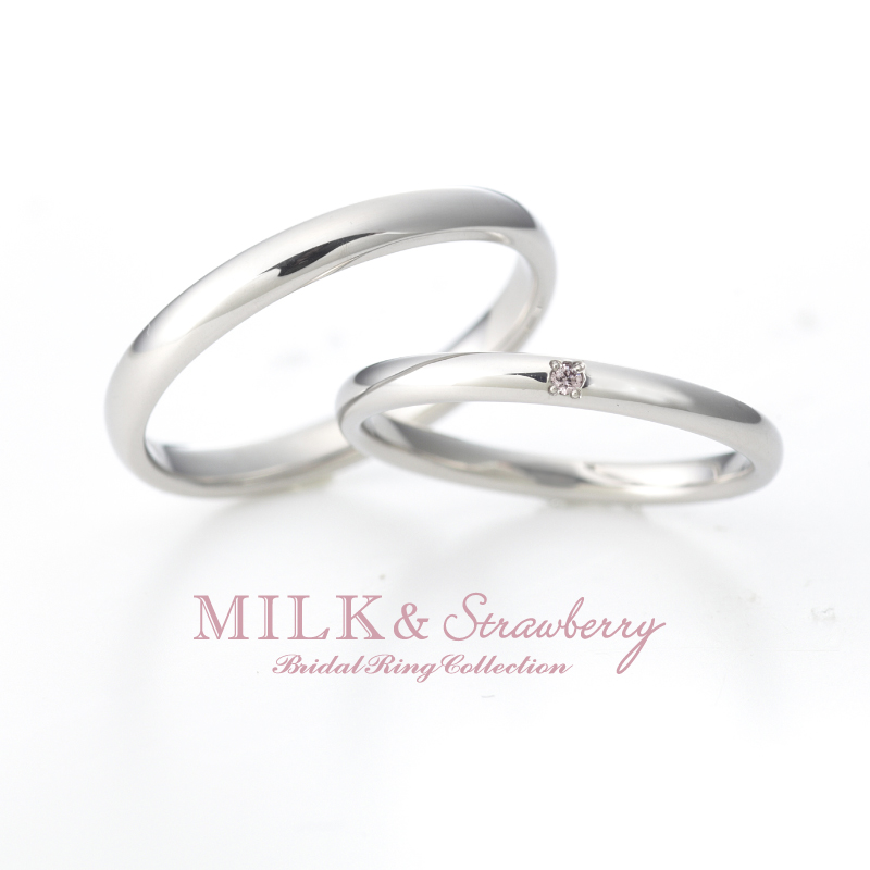 ピンクダイヤモンドが特徴のミルクアンドストロベリーの結婚指輪デザインでオーラ