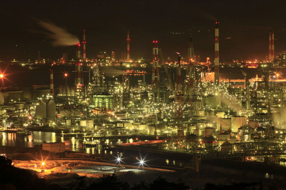 大阪のサプライズプロポーズ 水島コンビナート工場夜景