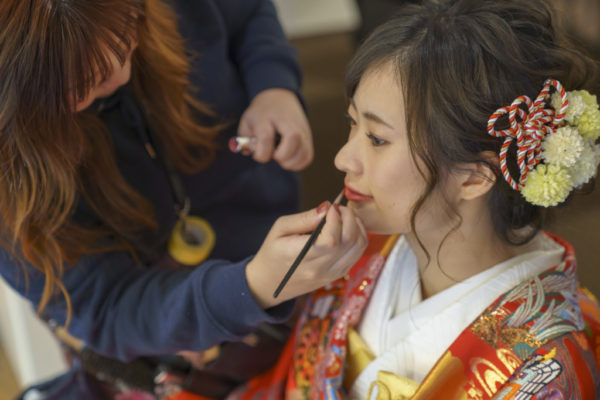 大阪の結婚前撮り和装のヘアメイク