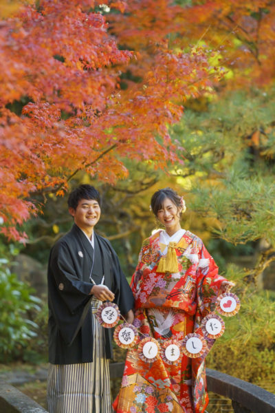 大阪のフォトウェディング和装のロケ岸和田城