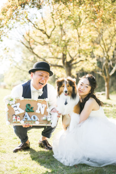 犬と一緒にさんぽしながら撮影