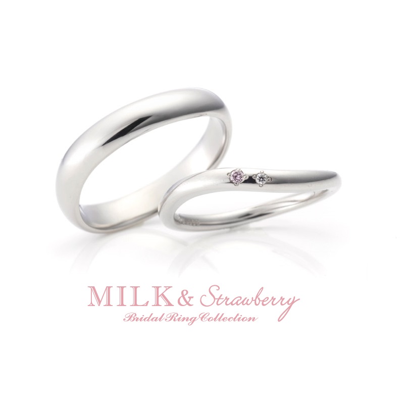和泉市で早く届くピンクダイヤ結婚指輪ミルク＆ストロベリー