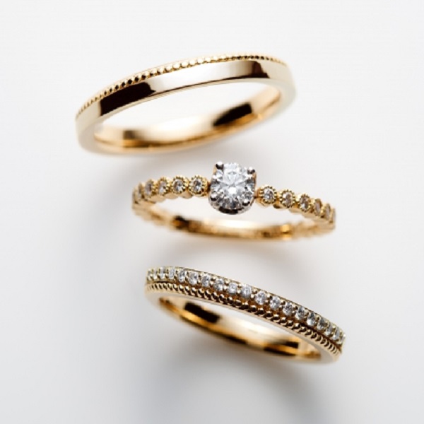 堺市で人気のゴールド結婚指輪のロゼット