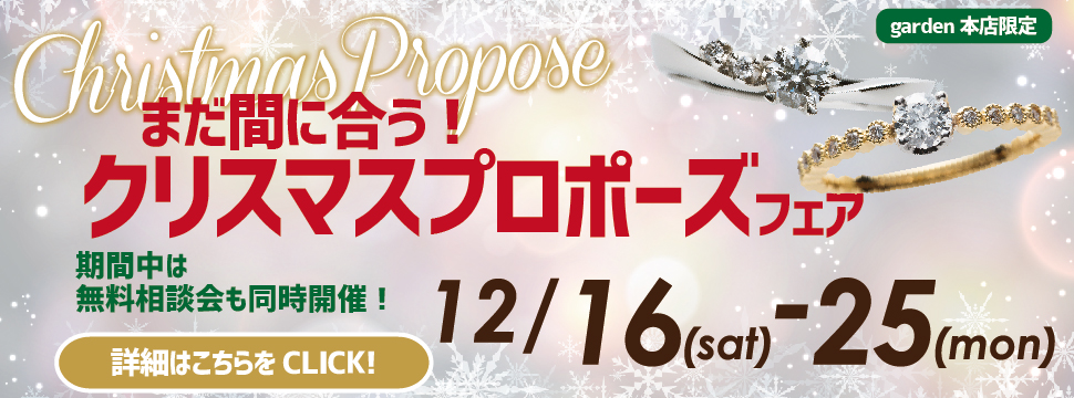 クリスマスプロポーズをお考えの方必見！12/16～12/25限定の婚約指輪＆プロポーズ応援企画｜無料相談会フェア