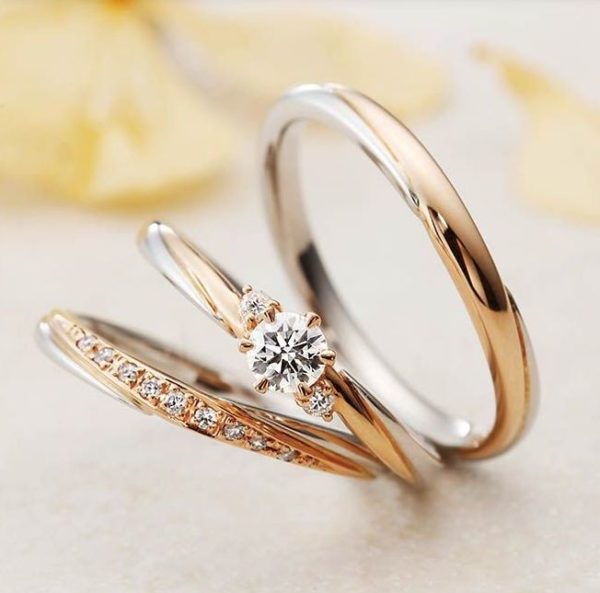 南大阪で人気の結婚指輪プラチナとピンクゴールドのコンビリング